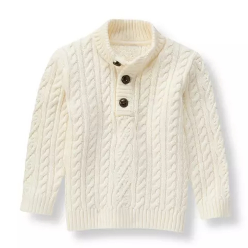 EUC Janie and Jack Cream Fisherman Sweater Size 7